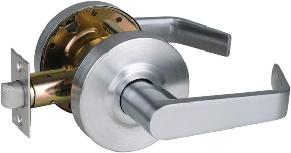 Heavy Duty Grade 2 Commercial Passage Door Lever, 2-3/4’’Latch | Satin Chrome Finished Non-Locking ADA Commercial Handle, UL 3 Hour Fire Rated Ergonomic Lever for School/Hotel Hallway